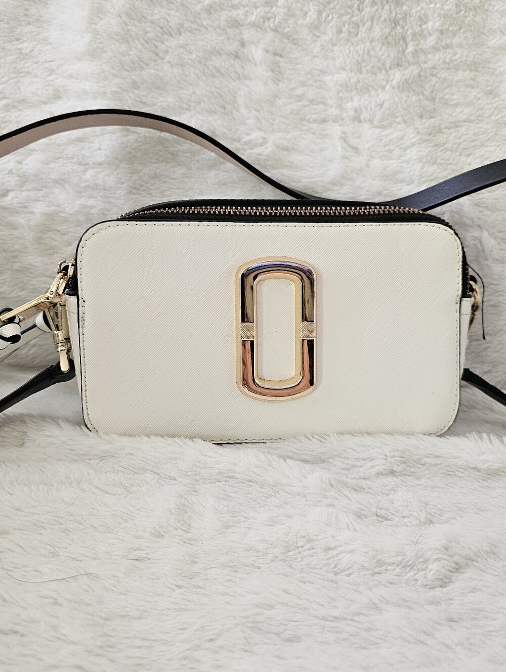 Inspired Cream Leather Crossbody with Gold Hardware